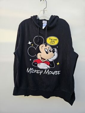 Mickey Mouse Black Graphic Hoodie With Embroidery Sz XXL